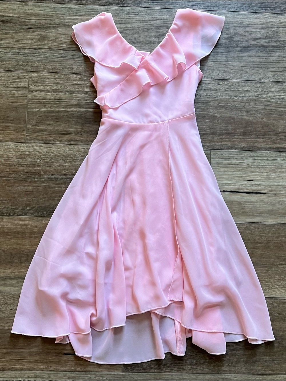 Girls 8 Light Pink Ruffle Chiffon Party Dress